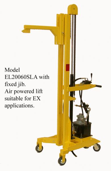 Transporters with jibs for lifting