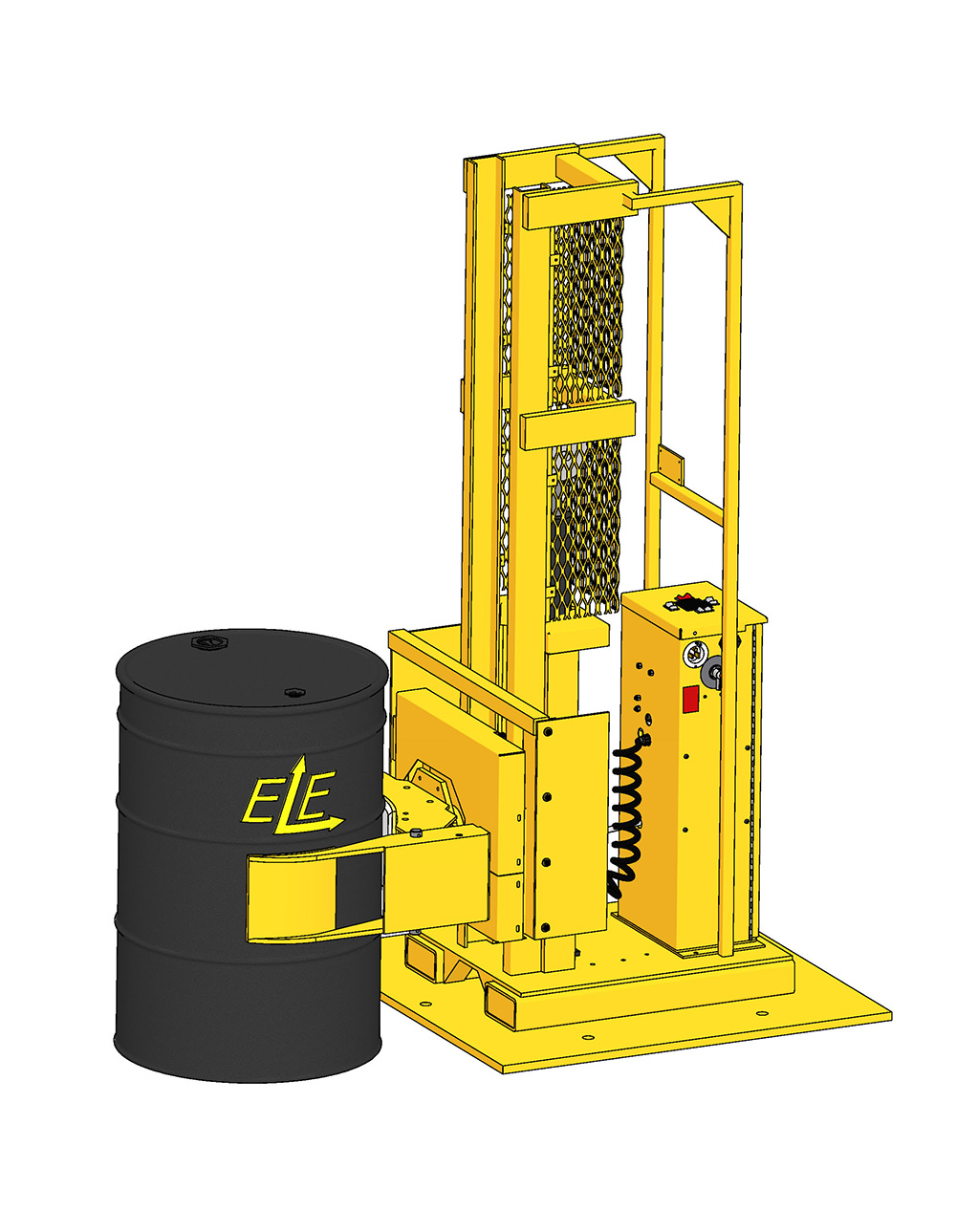03-EDS-DC-Powered-Drum-Dumper-with-RCR1324-8-Clamp-with-drum-lowered